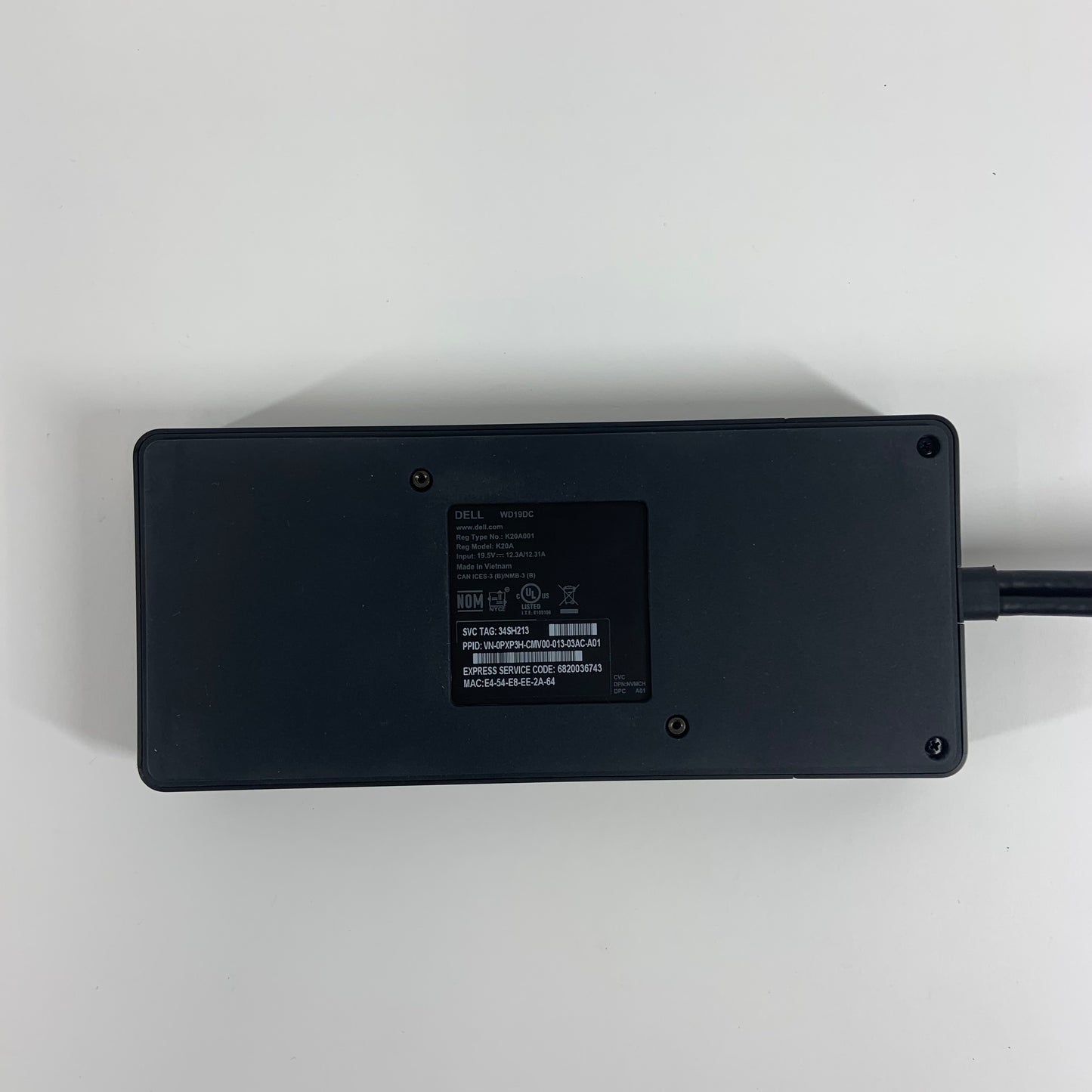 Dell WD19DC USB-C Docking Station K20A NO AC ADAPTER