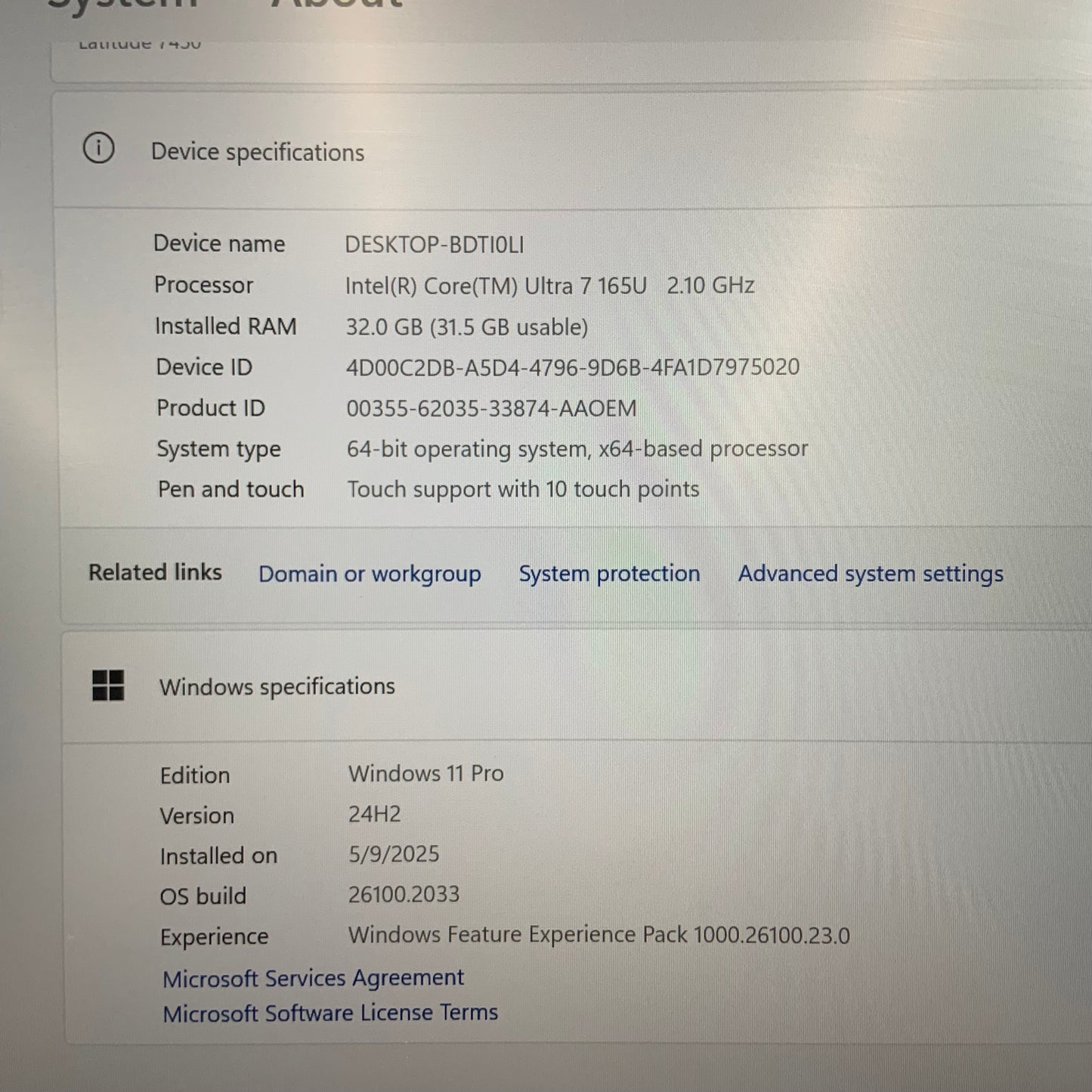 Dell Latitude 7450 14" Core Ultra 7 165U 2.1GHz 32GB RAM 512GB SSD WITH WARRANTY