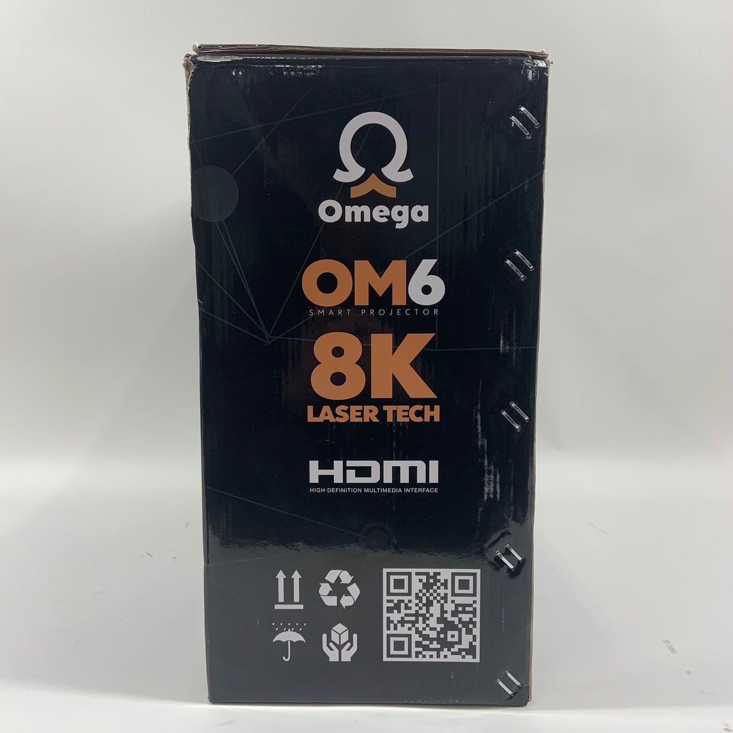 New Omega OM6 Smart Projector 7680x4320 8000 Lm w/ 72" Edge Motorized Screen