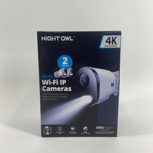 New Night Owl 4K HD Wi-Fi IP Cameras Deterrence Cameras With Two Way Audio