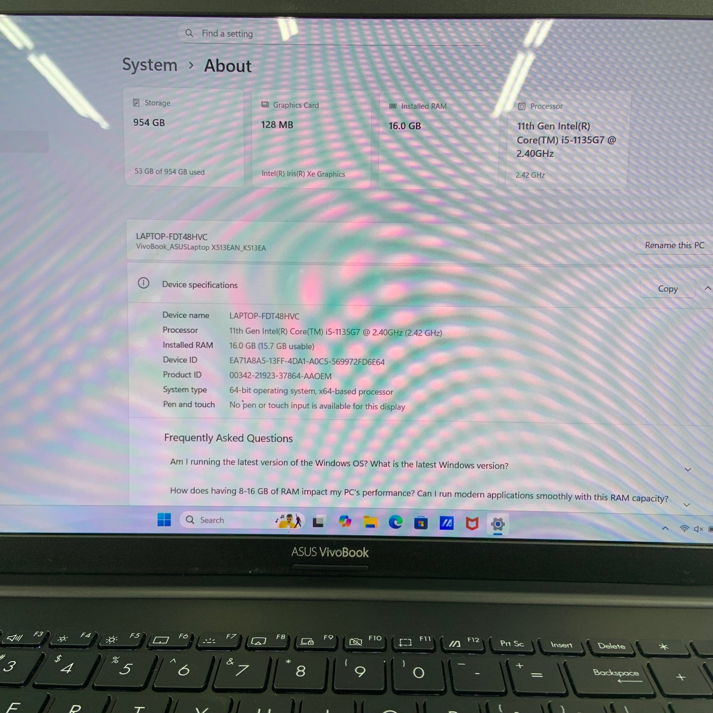 Asus VivoBook 15 K513E 15.6" i5-1135G7 2.4GHz 16GB RAM 1TB SSD