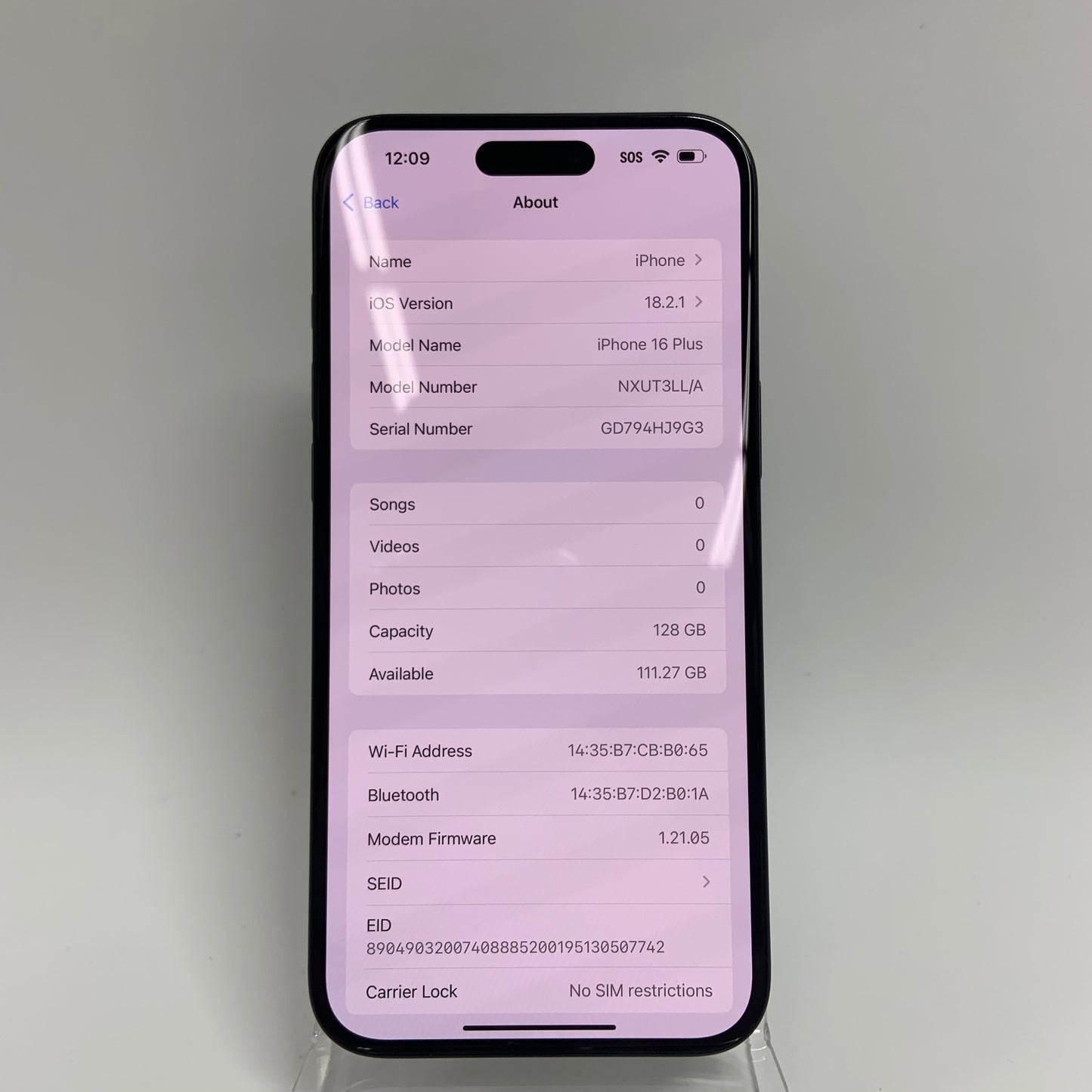 Factory Unlocked Apple iPhone 16 Plus eSIM 128GB Black NXUT3LL/A