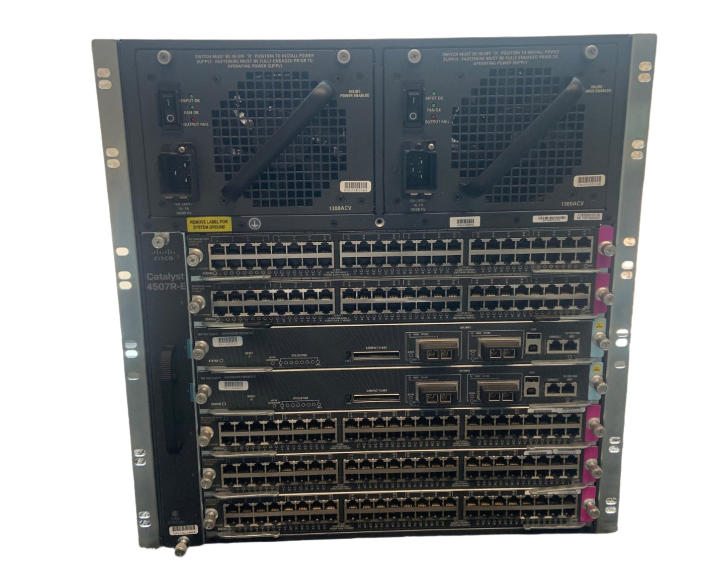 Cisco 4507R-E 5x(48-Port) Fully Loaded Switch WS-C4500-E Series W/ 2 Power Supply's