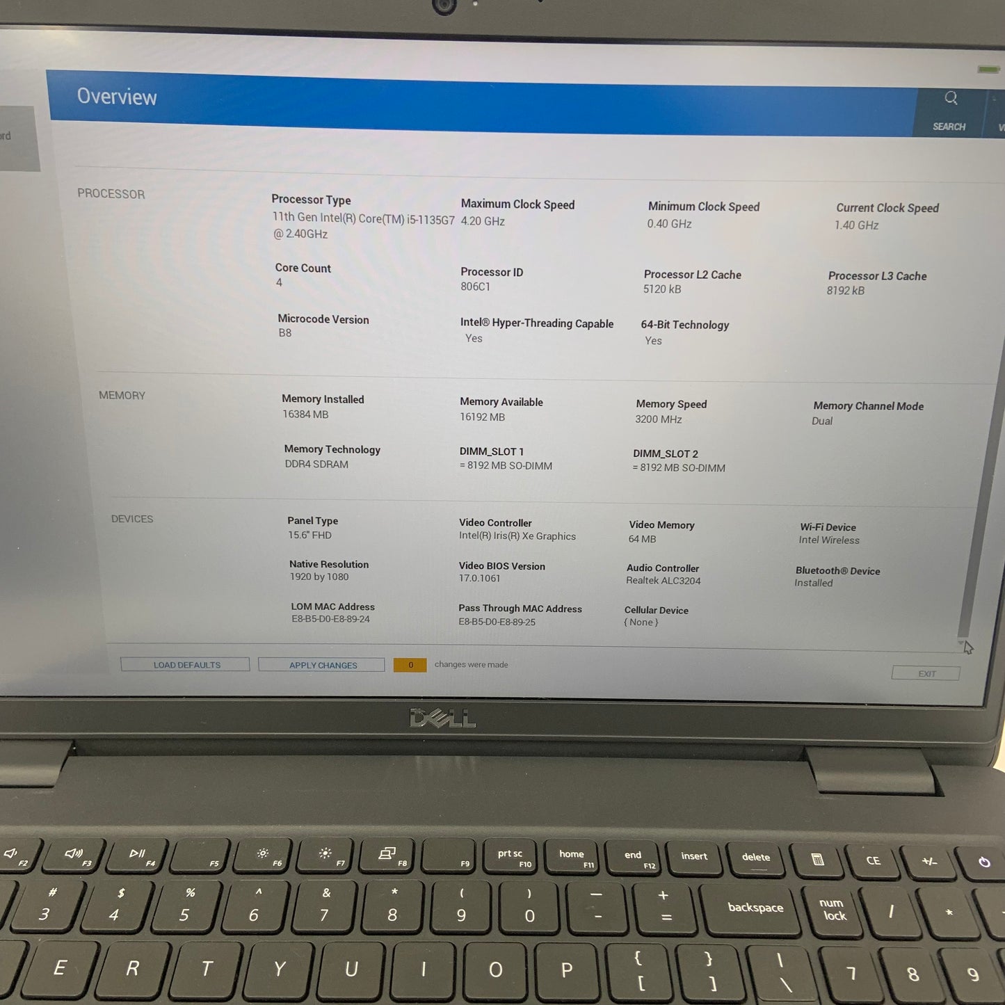 Dell Latitude 3520 15.6" i5-1135G7 2.4GHz 16GB RAM 256GB SSD