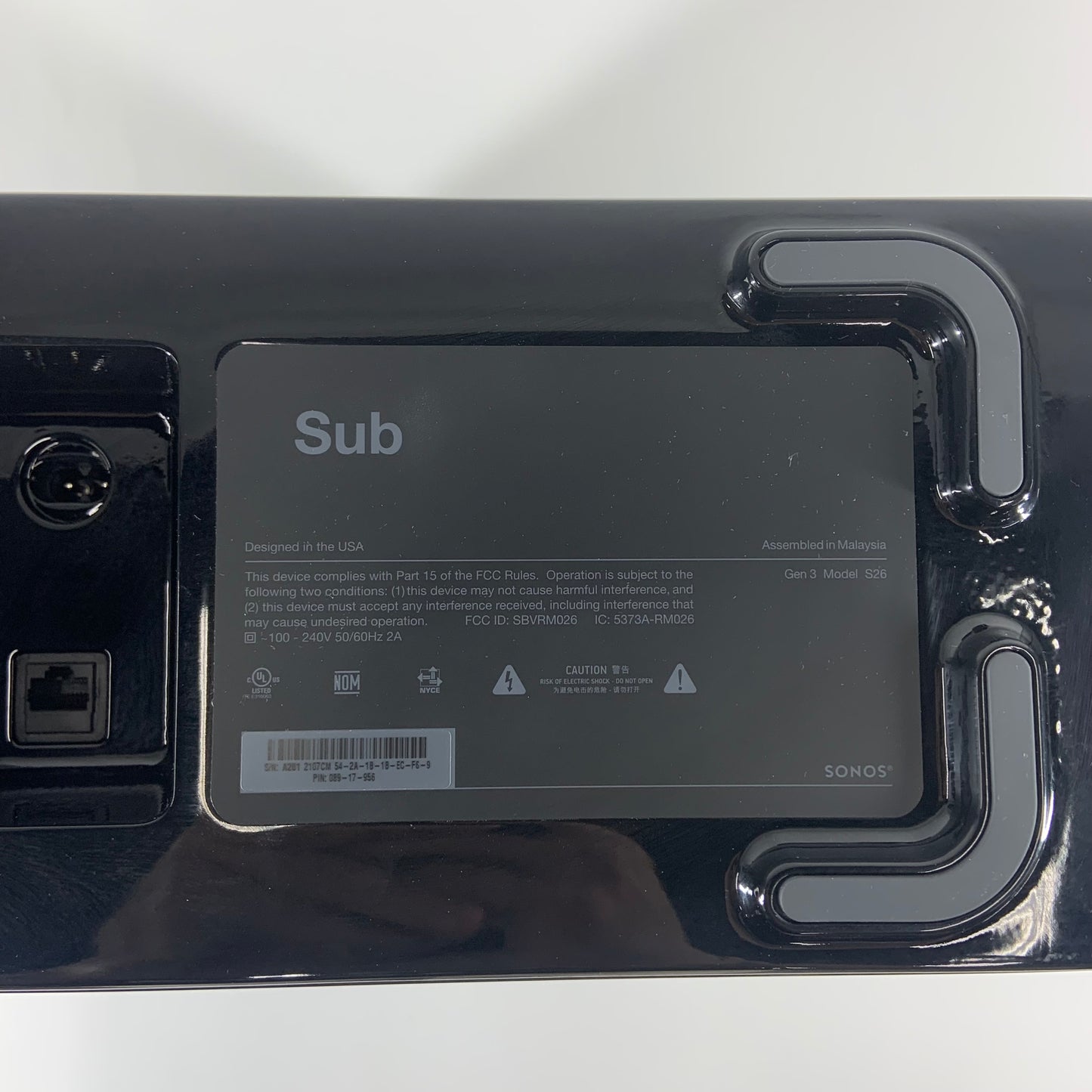 Sonos Sub Gen 3 Wireless Subwoofer Black S26