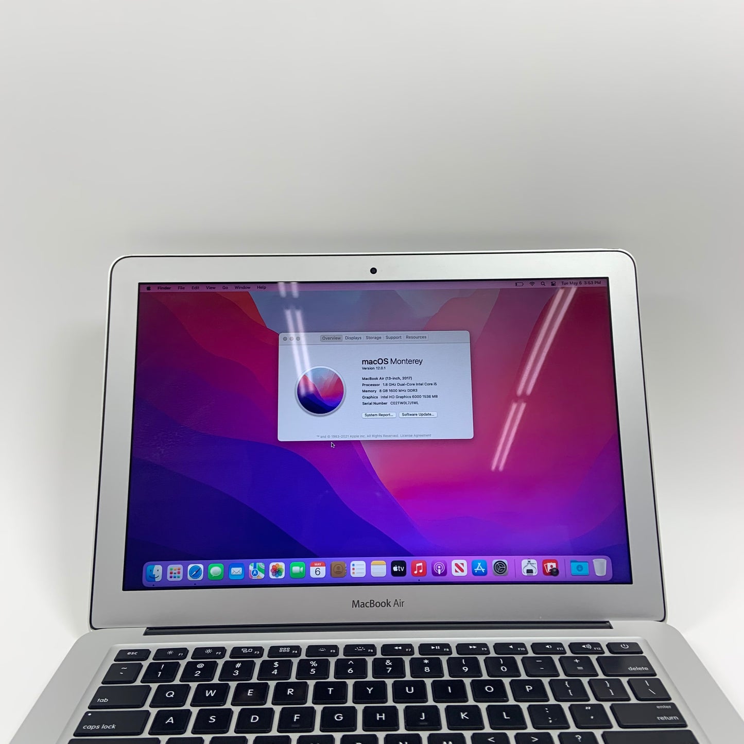 2017 Apple MacBook Air 13.3" i5 1.8GHz 8GB RAM 256GB SSD Silver A1466