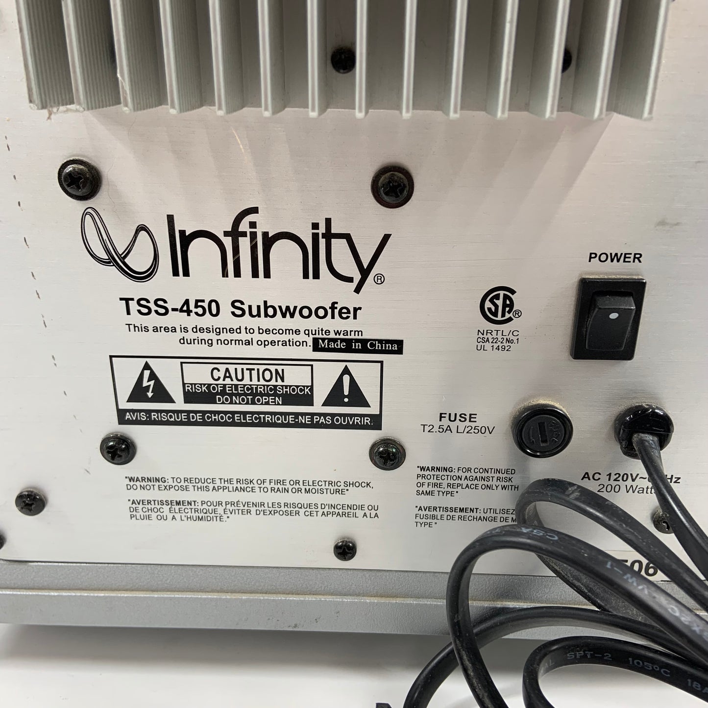 Infinity BD-D5700 Silver Powered Subwoofer with Wall Mounted Speakers BUNDLE