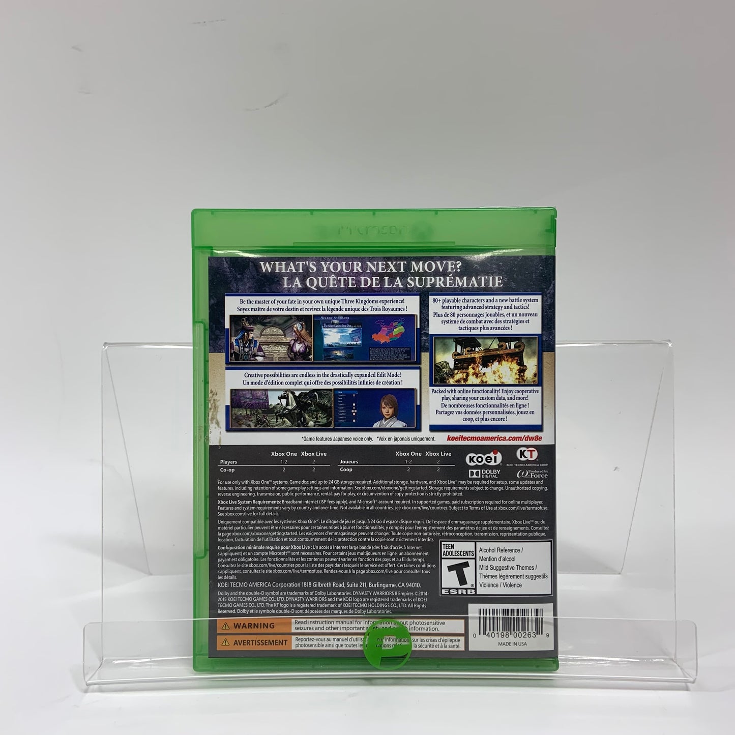 Dynasty Warriors 8: Empires (Microsoft Xbox One, 2015)