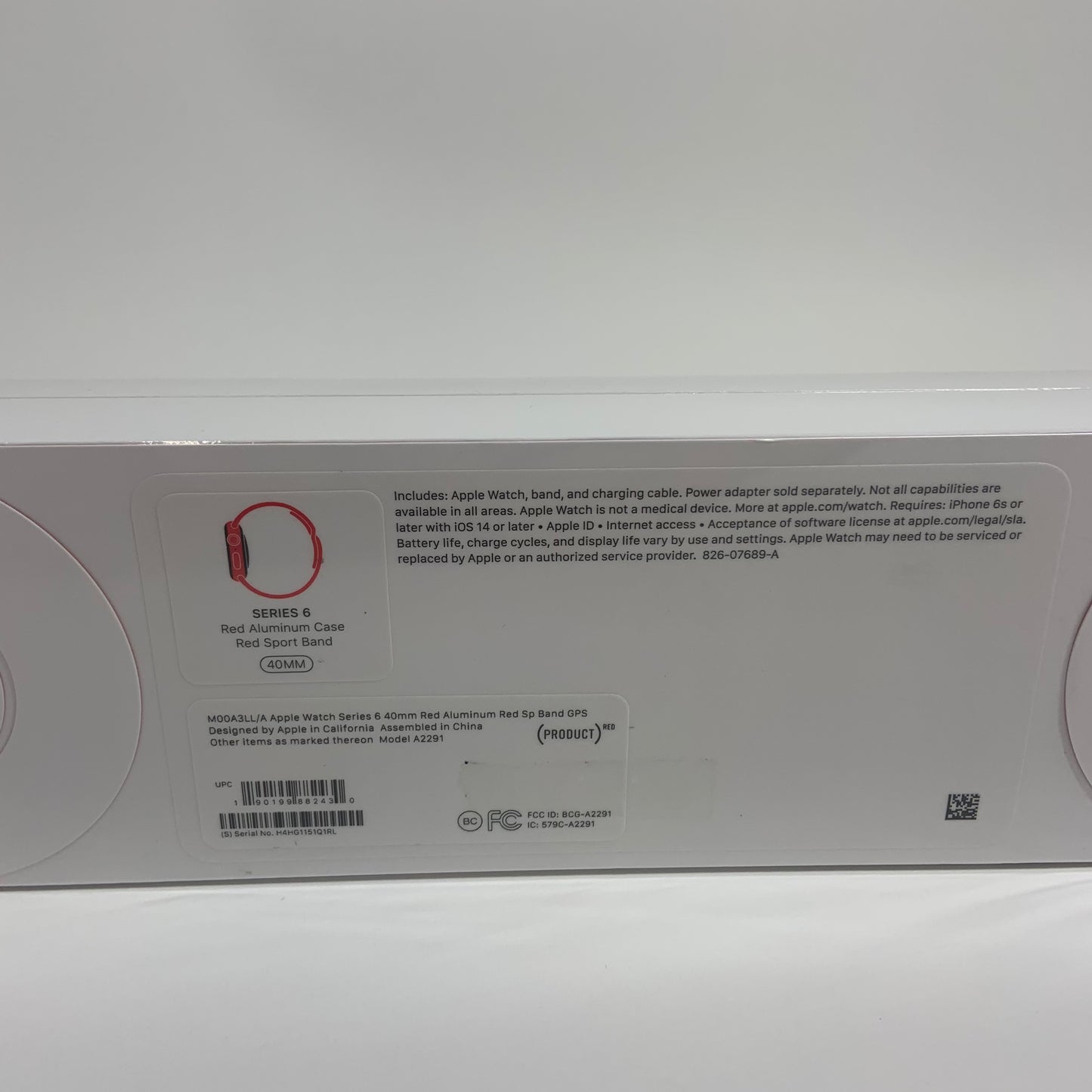 New GPS Only Apple Watch Series 6 40MM Red Aluminum Red Sport Band A2291