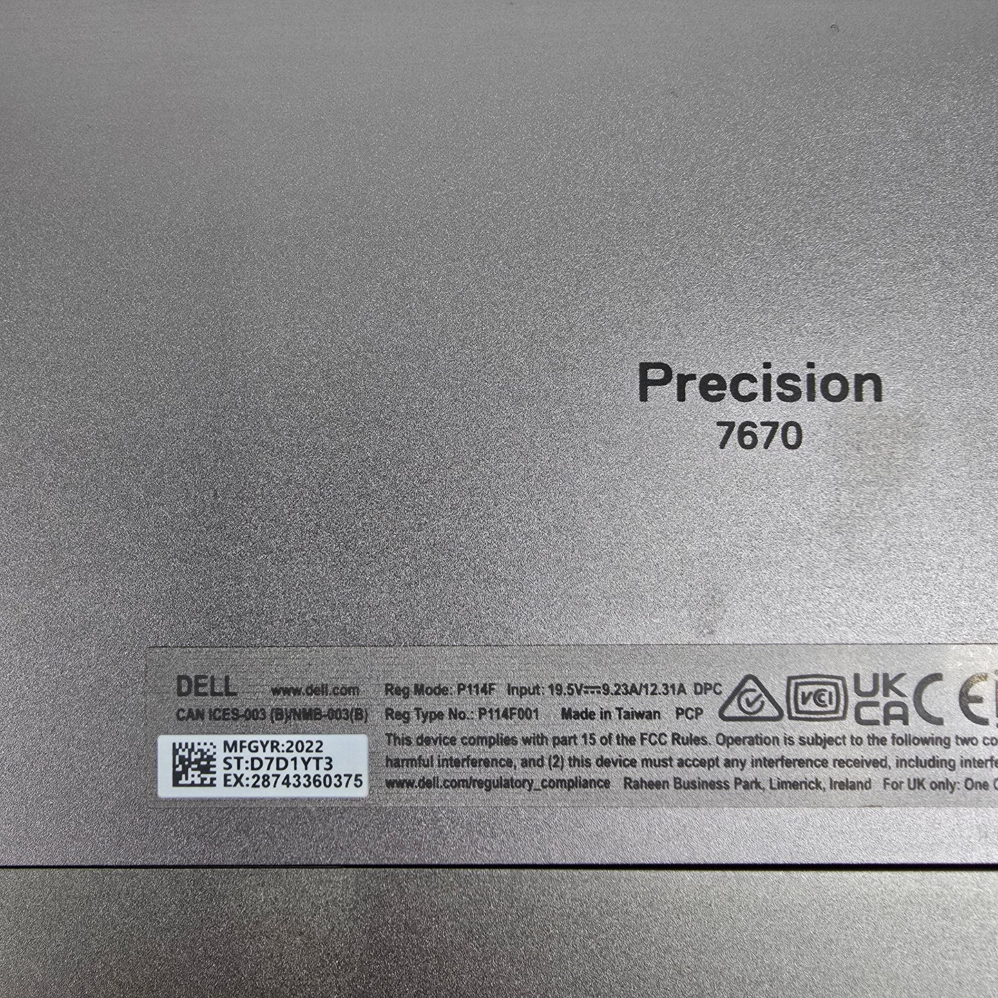 Dell Precision 7670 16" i7-12850HX 32GB RAM 1TB SSD RTX A1000 W11P Studio Laptop