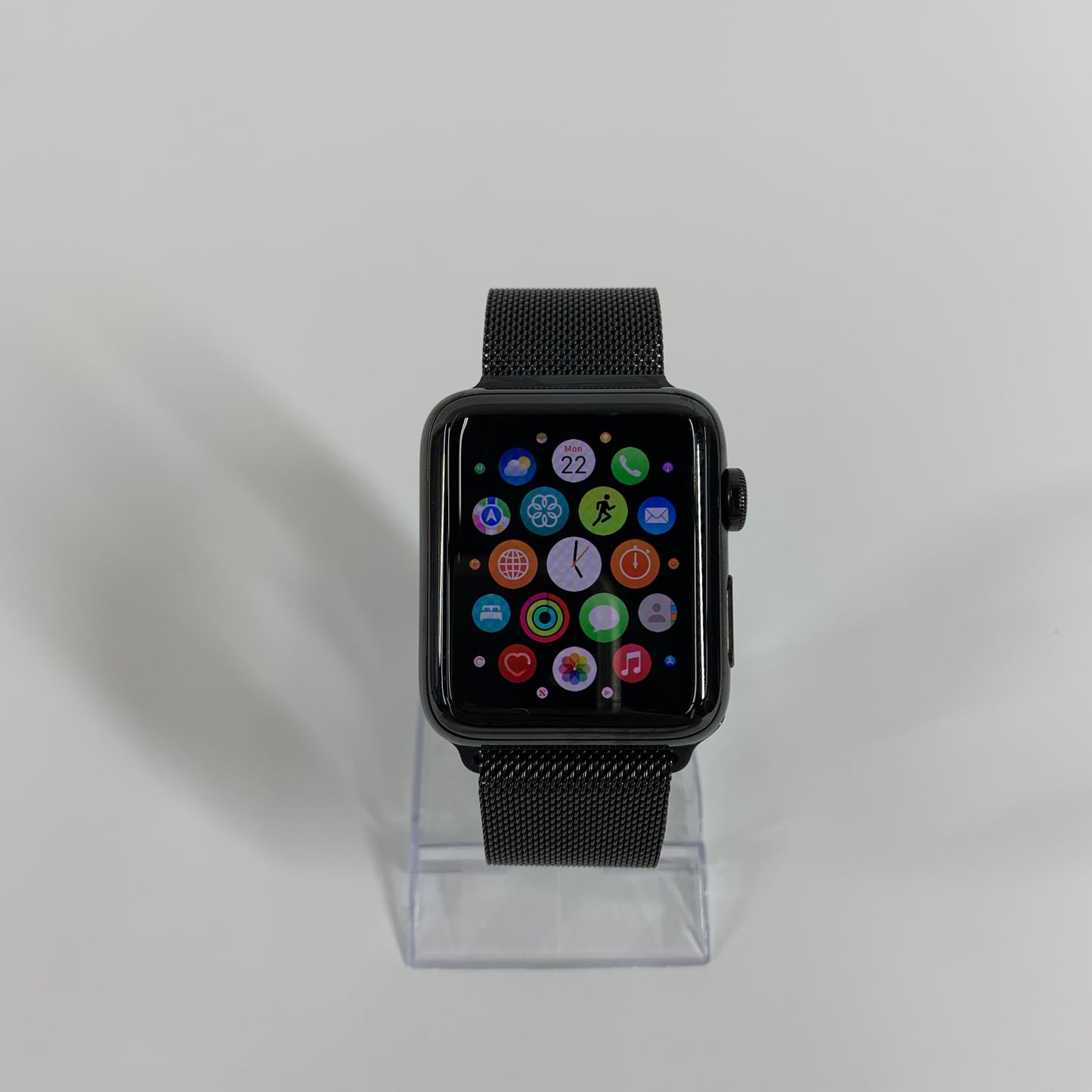 Unlocked Apple Watch Series 3 42MM Black Stainless Steel Milanese Loop A1861