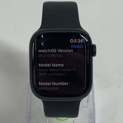 Unlocked Apple Watch Series 11 42MM Jet Black Aluminum Black Sport Band WARRANTY