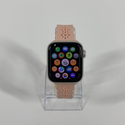 Unlocked Apple Watch SE 2nd Gen 40MM Silver Aluminum Pink Aftermarket Band