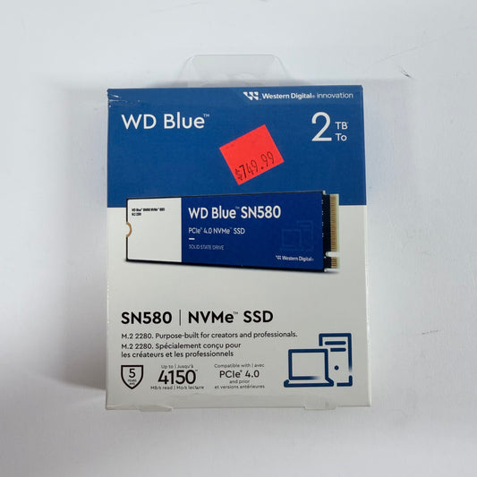 New Western Digital WD M.2 2280 Blue 2TB PCIe Gen 4 x4 (NVMe) SSD WDS200T3B0E