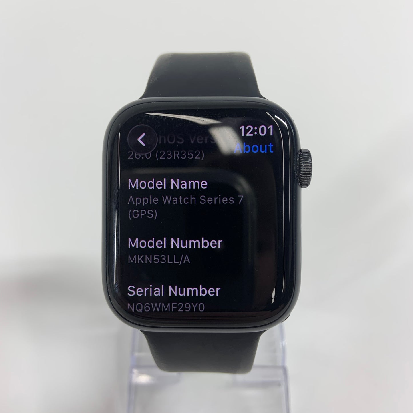 GPS Only Apple Watch Series 7 45MM Black Aluminum MKN53LL/A