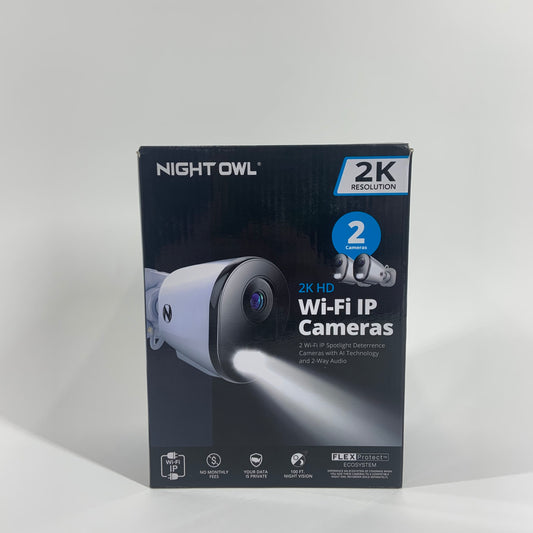 New Night Owl 2K HD Wi-Fi IP Cameras Spotlight Deterrence Cameras 2 Cameras