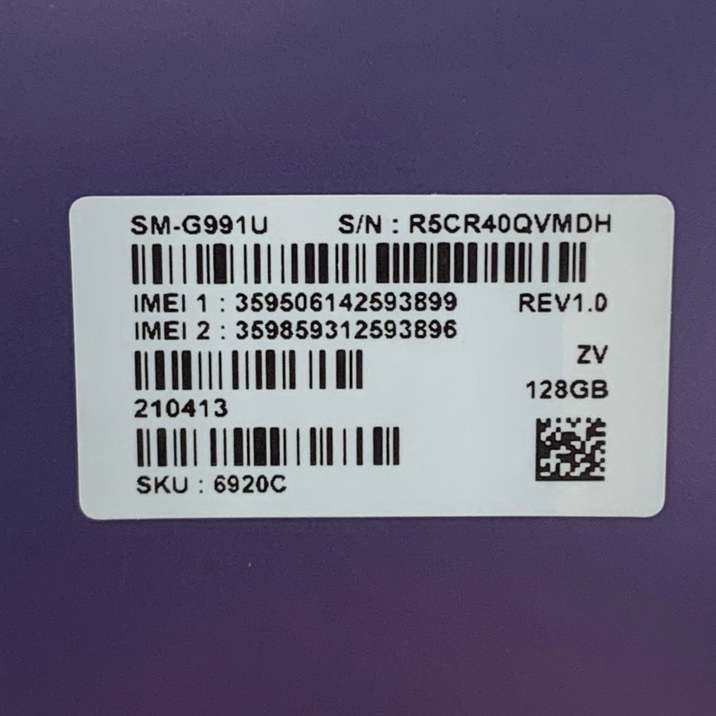 Unlocked Samsung Galaxy S21 5G 8GB RAM 128GB SM-G991U Phantom Violet