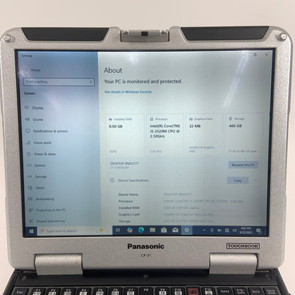 Panasonic Toughbook 31 CF-31 13.1" i5-2520M 2.5GHz 8GB RAM 512GB SSD