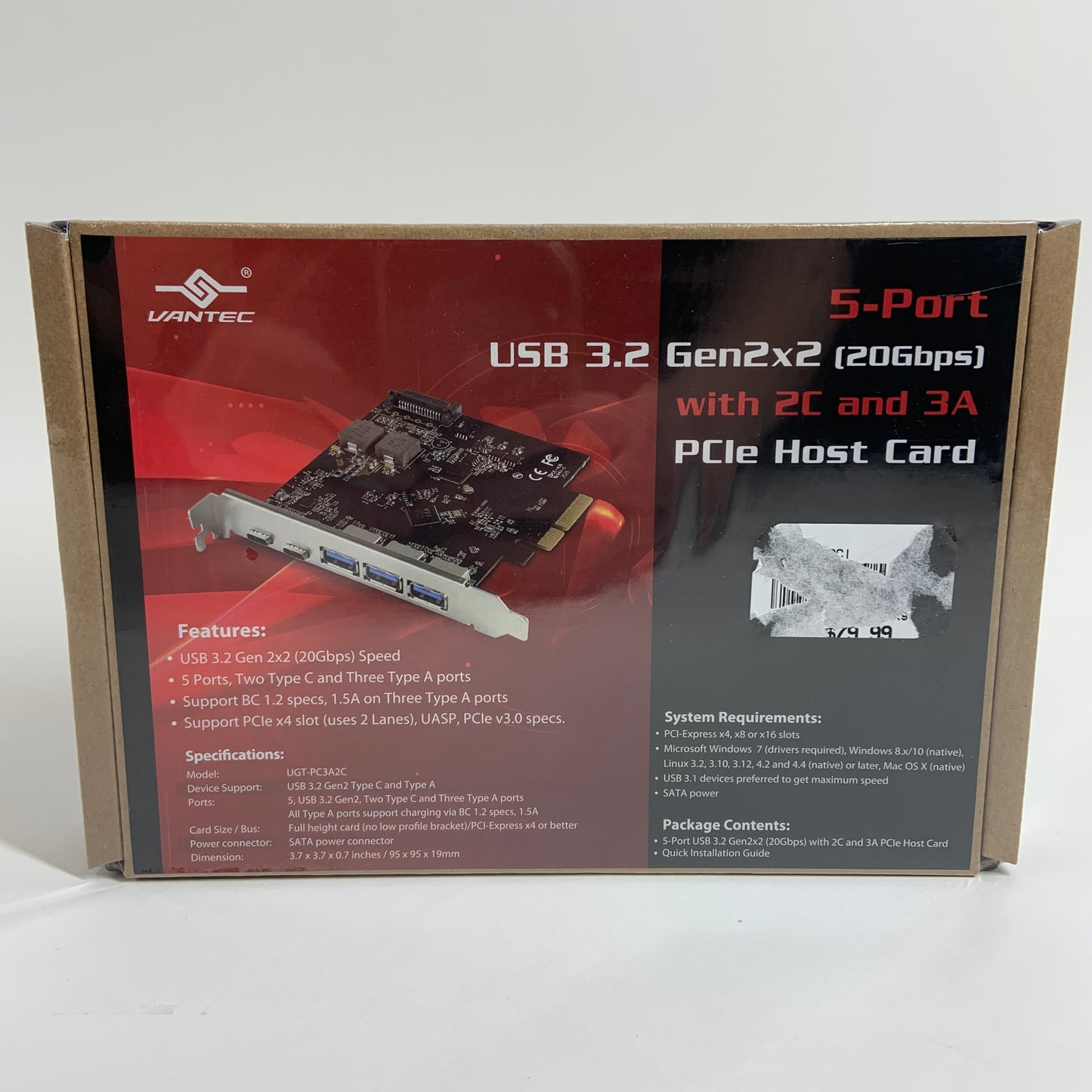 New Vantec 5-Port USB 3.2 Gen2x2 With 2C And 3A PCIe Host Card UGT-PC3A2C