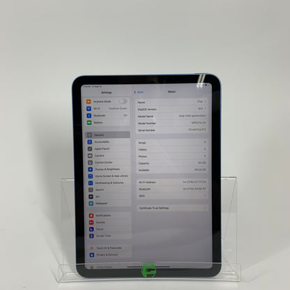 WiFi Only Apple iPad 10th Gen 64GB 18.5 Blue MPQ13LL/A