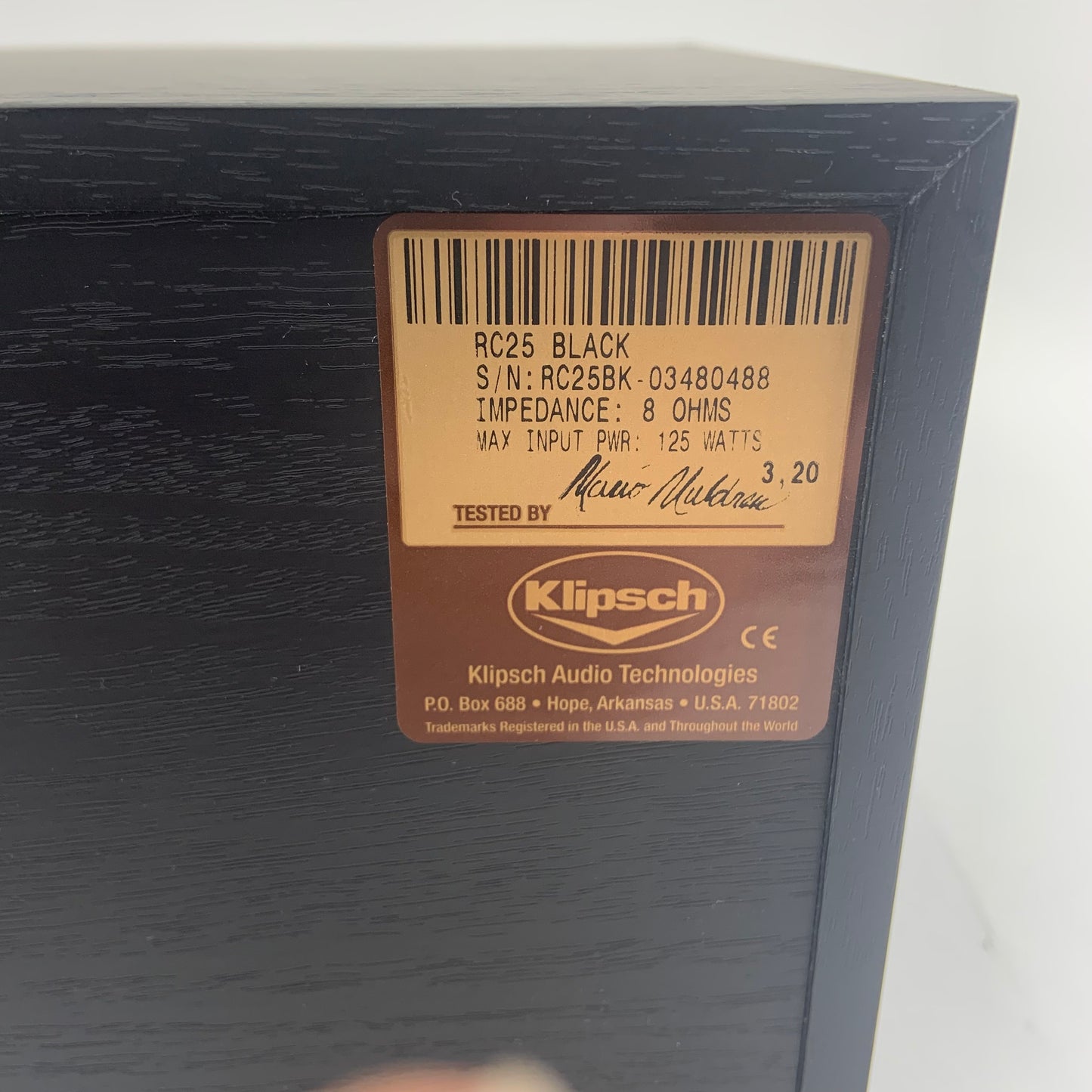 Klipsch Reference RC-25 Tapered Array Center Channel Loudspeaker W Dual Woofers