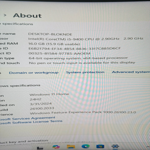 HP Pavilion 590-P0032 Core i5-9400 2.90GHz 16GB RAM 512GB SSD