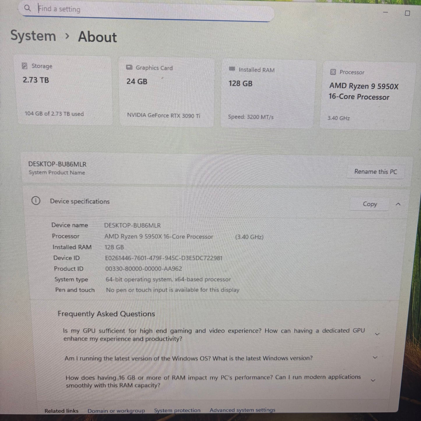 White HYTE Y60 RTX 3090 Ti 24GB AMD Ryzen 9 5950X 128GB RAM 3TB SSD Gaming PC
