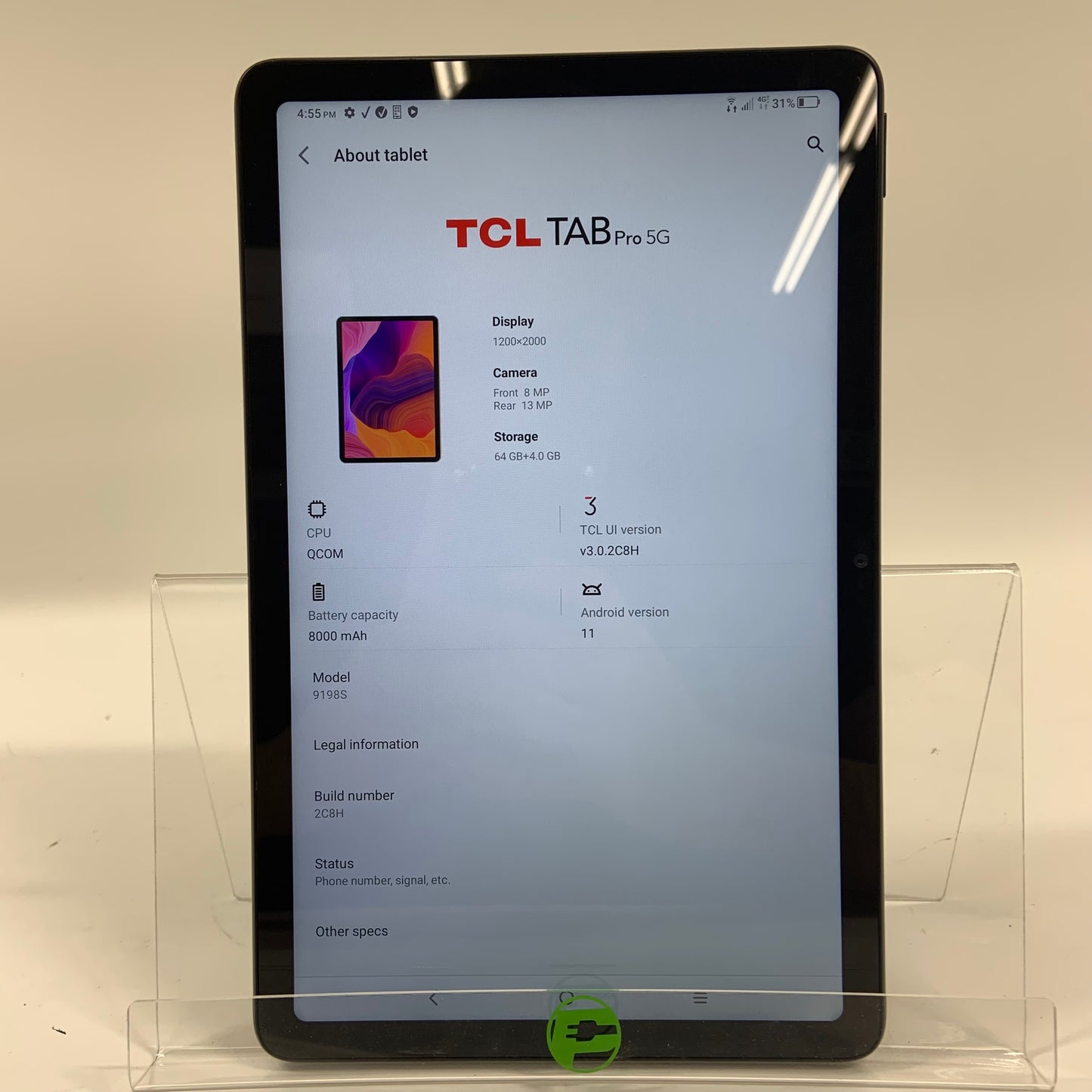 WiFi Only TCL TAB PRO 5G 64GB Black 9198S- GOOD CONDITION