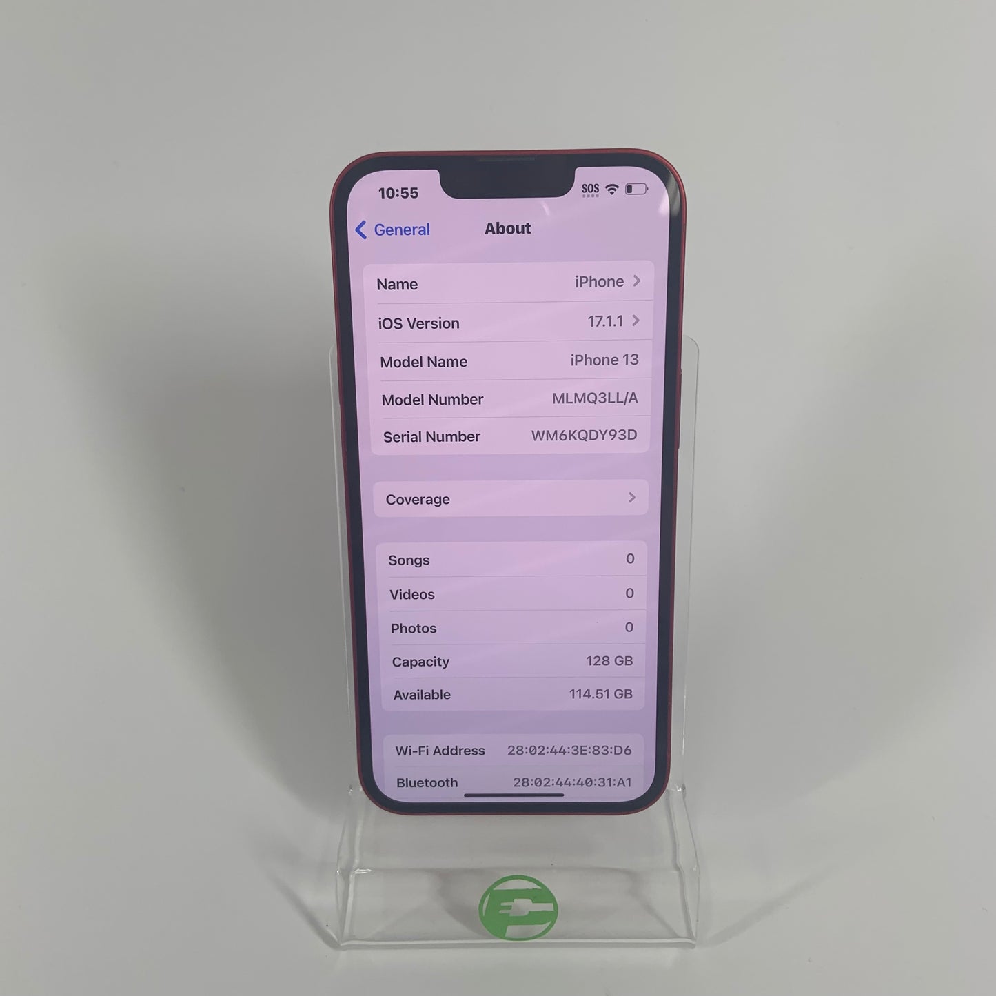 Unlocked Apple iPhone 13 128GB 17.1.1 Red MLMQ3LL/A