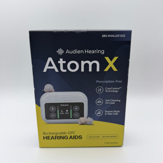 New Audien Hearing Atom X Rechargeable OTC In-Ear Hearing Aids ATOMX