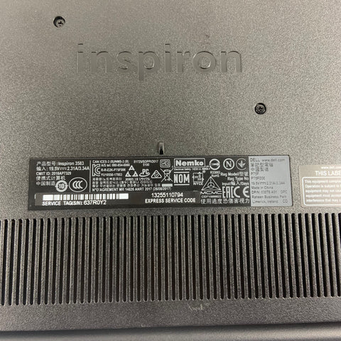 Dell Inspiron P75F 15.6" i3-8145u 2.1GHz 8GB RAM 128GB SSD