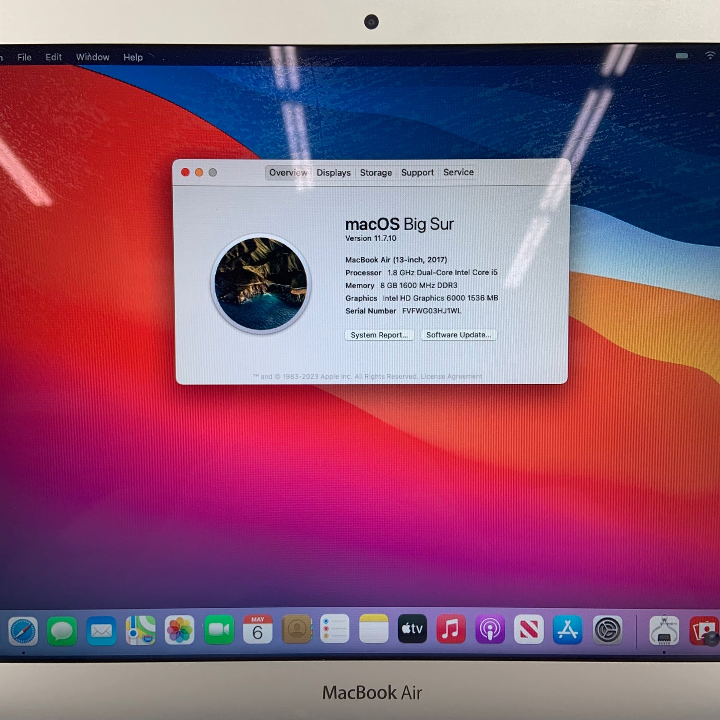 2017 Apple MacBook Air 13.3" i5 1.8GHz 8GB RAM 256GB SSD Silver A1466