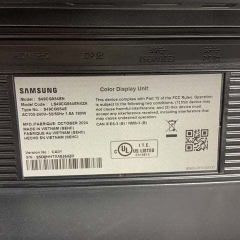 Samsung 49" S49CG954EN LED-backlit LCD VA Curved Monitor