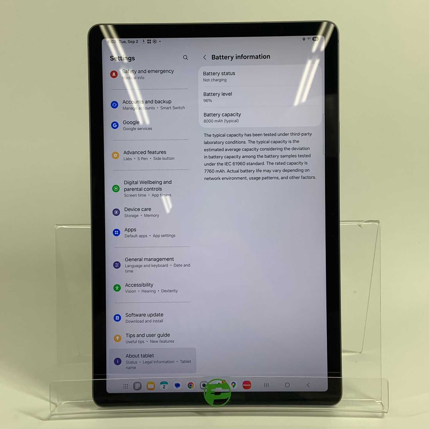 WiFi Only Samsung Galaxy Tab S9 FE 10.9" 128GB Gray SM-X510