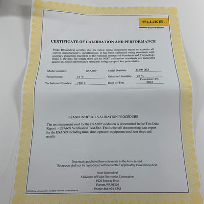 Fluke Biomedical ESA609 Electric Safety Analyzer