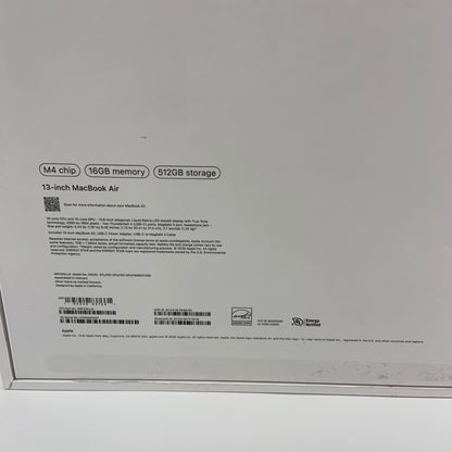 2025 Apple MacBook Air 15" M4 10 Core 4.5GHz 16GB RAM 512GB SSD MW103LL/A MINT 