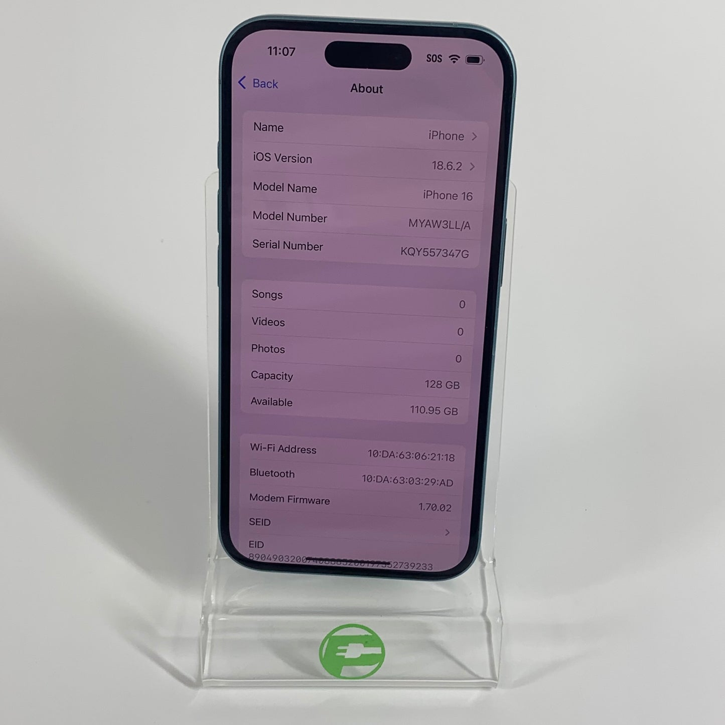 Unlocked Apple iPhone 16 128GB Teal MYAW3LL/A