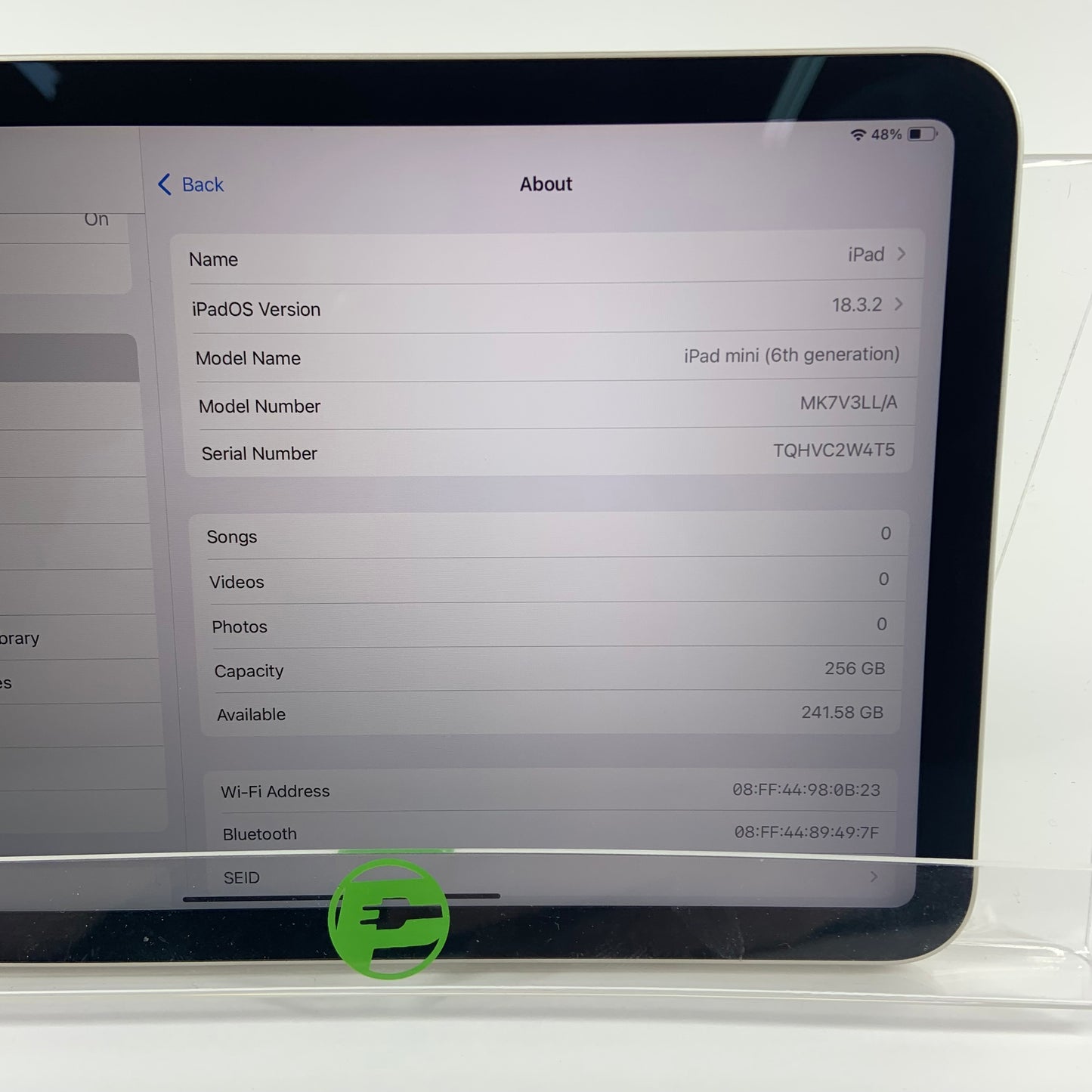 WiFi Only Apple iPad Mini 6th Gen 256GB Starlight MK7V3LL/A