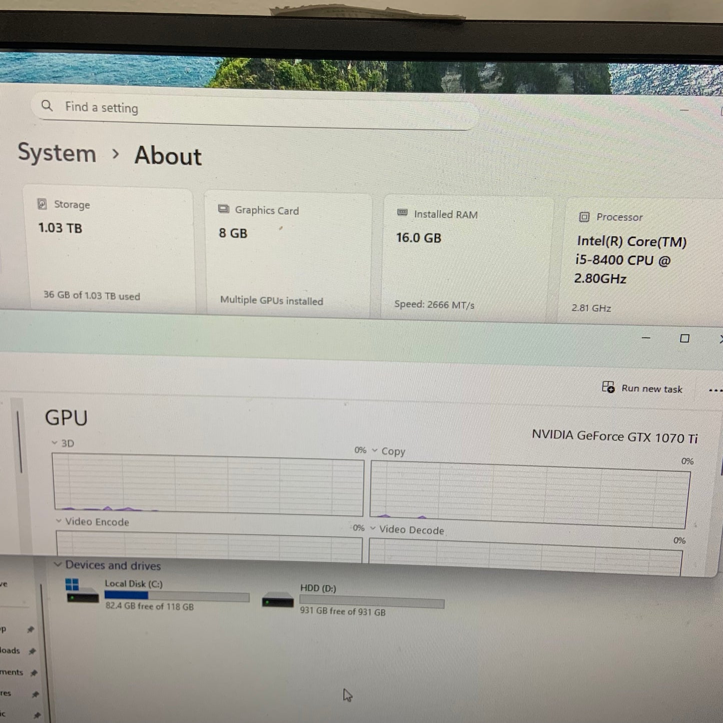 Alienware Aurora R7 i5-8400 NVIDIA GTX 1070 Ti 16GB RAM 128GB SSD 1TB HDD