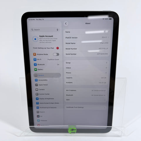 WiFi Only Apple iPad 11" (A16) 128GB Silver MD3Y4LL/A