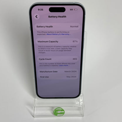 Factory Unlocked Apple iPhone 15 128GB Blue MTLY3LL/A