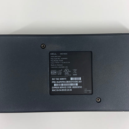 Dell WD19DC USB-C Docking Station K20A NO AC ADAPTER