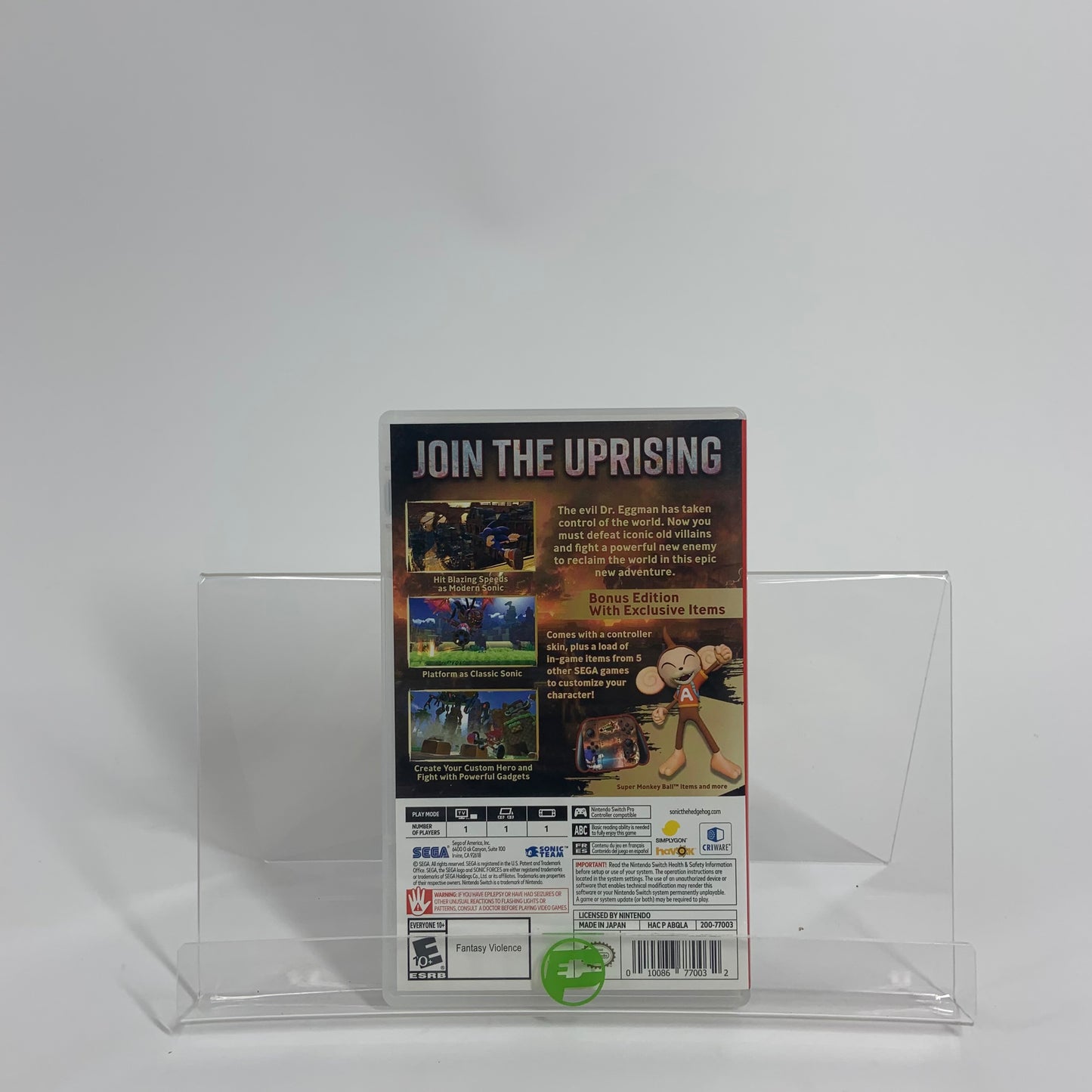 Sonic Forces Bonus Edition (Nintendo Switch, 2017)