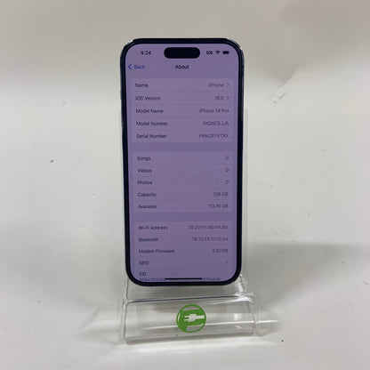 Factory Unlocked Apple iPhone 14 Pro eSIM 128GB Purple MQ0E3LL/A