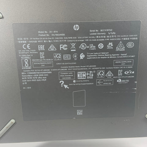 HP 24 All-in-One 24-R014 Core i5-7400T 2.40GHz 12GB RAM 1TB SSD