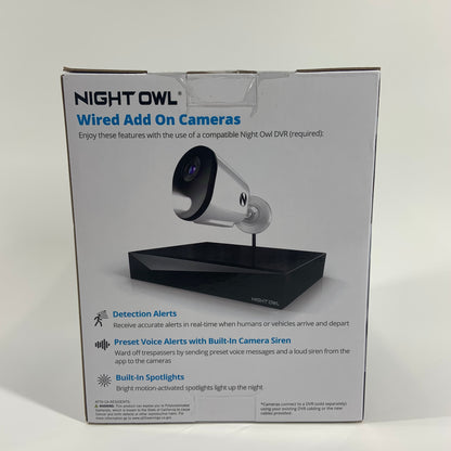 New Night Owl 4K HD Wired Add On Cameras 2PK Deterrence Cameras With Audio