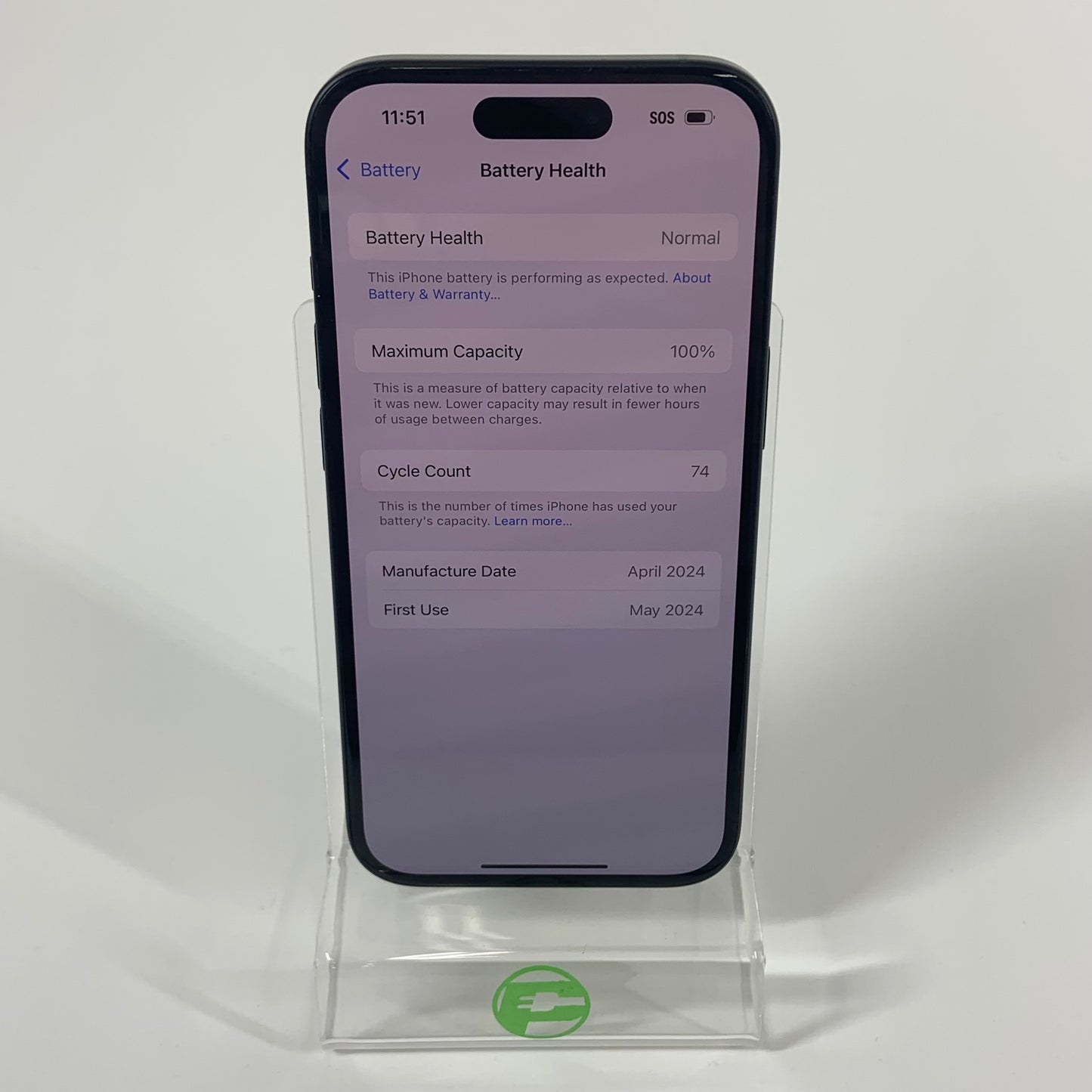 Unlocked Apple iPhone 15 128GB 18.5 Black MTLV3LL/A