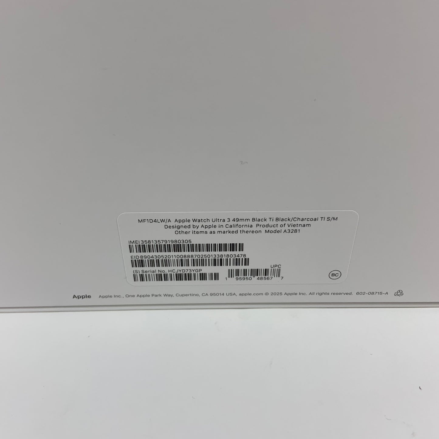 New Unlocked Apple Watch Ultra 3 49MM Black Titanium Black Trail Loop MF1D4LW/A