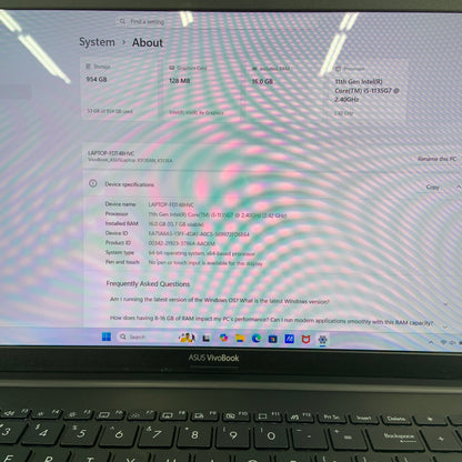 Asus VivoBook 15 K513E 15.6" i5-1135G7 2.4GHz 16GB RAM 1TB SSD