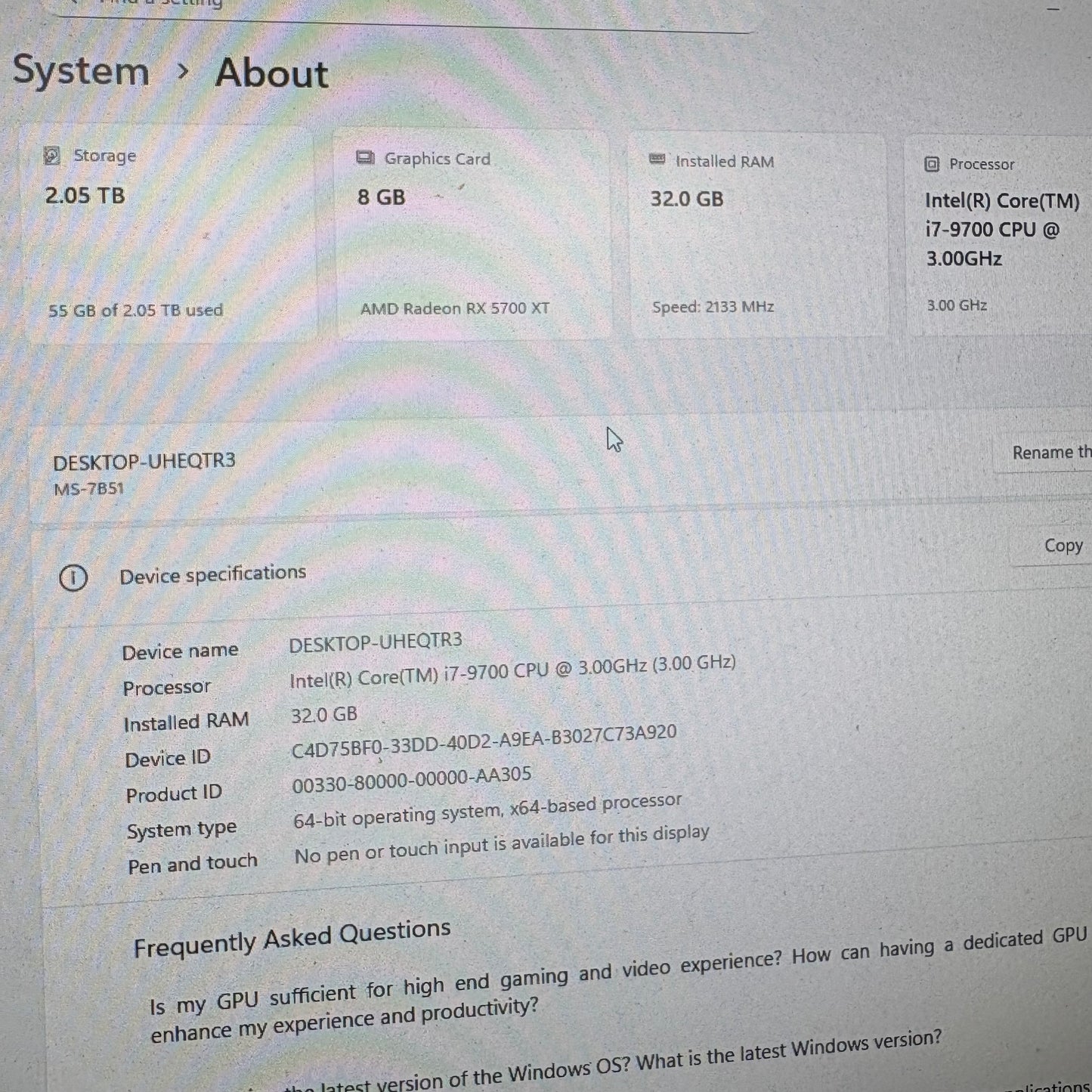 Intel i7 32GB RAM 2TB Storage AMD Radeon RX 5700 XT W11 Pro Red Black Gaming PC